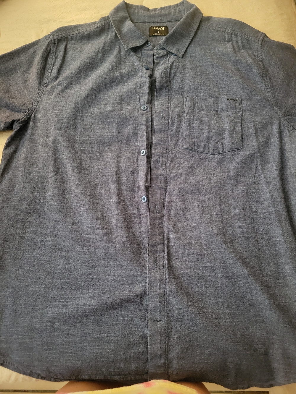 Hurley Men's Charcoal Blue Short-Sleeve Button-Down Shirt